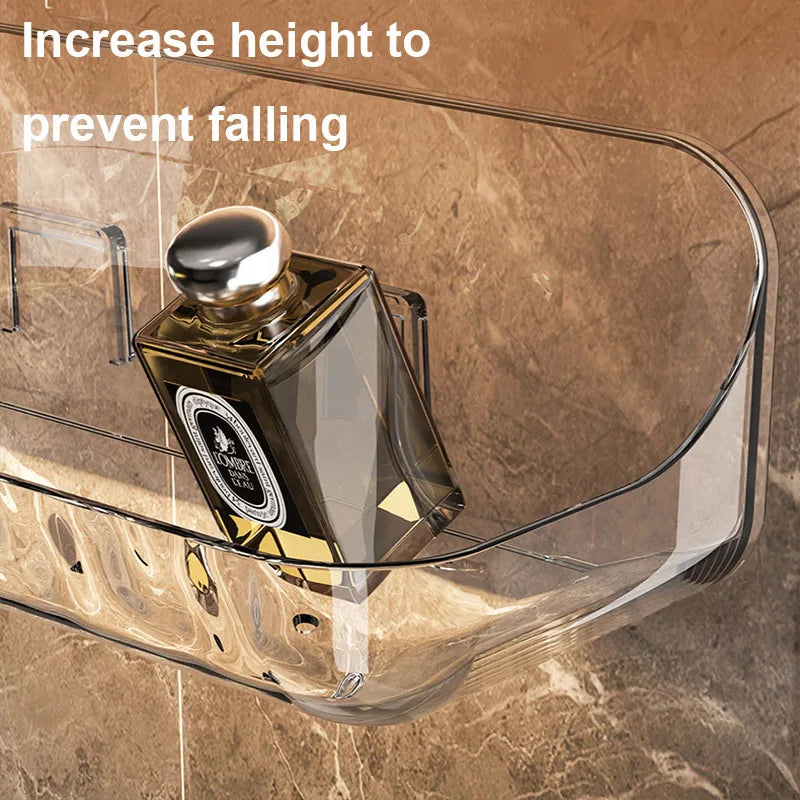 Avtoit | Transvia Wall Shelf | Transparent & Adhesive | Residue-Free | For Bathroom, Kitchen & More