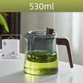 Avtoit | GIANXI Retro Glass Teapot Wood Handle Chinese Tea Ceremony Transparent Teawear Set Cup Filter High Boron Silicon Pot  530ML