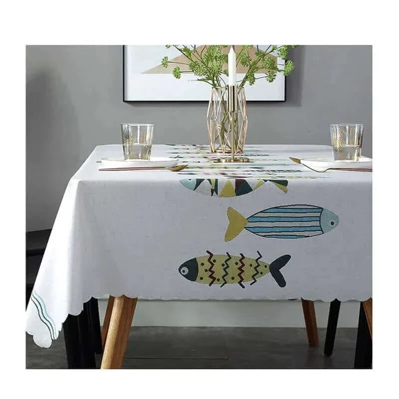 Avtoit | Rectangular Stain-Resistant Tablecloth with Aquatic Design
