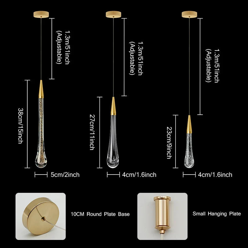 Avtoit | Crystal LED Pendant Lights: Perfect for Bedrooms, Dining Rooms, Bar - Water Droplet Chandelier, Stair Lamp for Interior Decoration