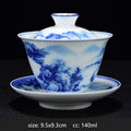 Avtoit | PorceVive Gaiwan Tea Cup | Handcrafted Porcelain with Landscape Pattern | Chinese Tea Set with Lid