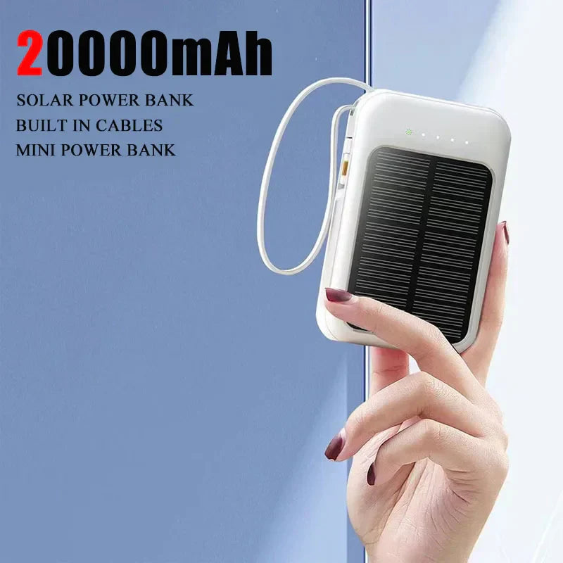 Avtoit | PowerVolt Max 20K | Solar-powered power bank | 4 charging cables integrated | LED flashlight
