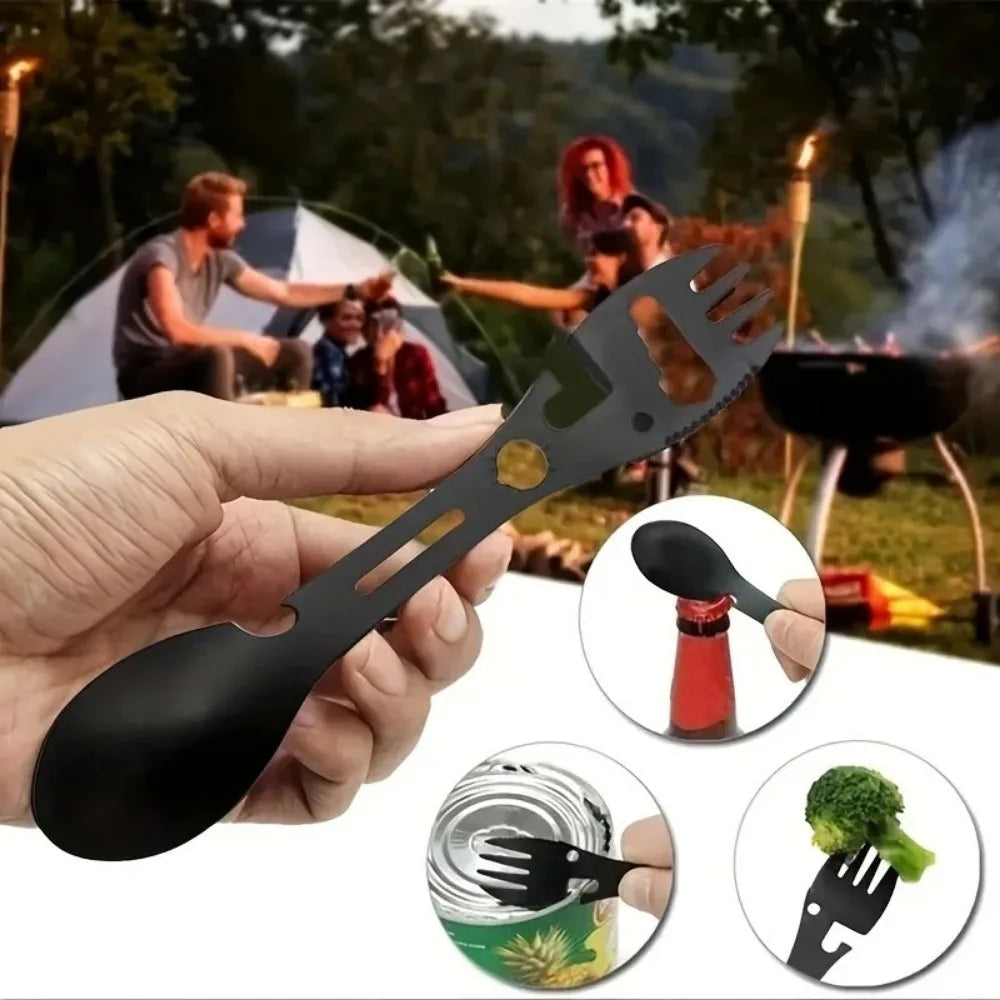 Avtoit | SurviFork Gear | Outdoor Cutlery & Multitool | Stainless Steel Black | Compact & Robust