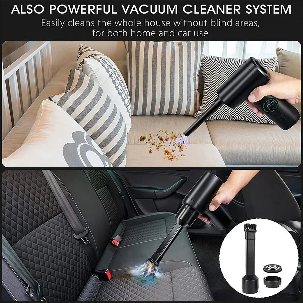 Avtoit | 2-in-1 Portable Vacuum Cleaner and Blower with Compressed Air and LED Light (7500mAh)