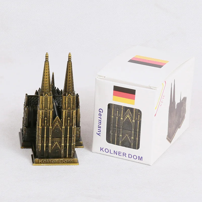 Avtoit | Cologne Cathedral Model Metal Antique Bronze Germany Cologne Cathedral Building Figurine World Famous Landmark Architecture Decoration