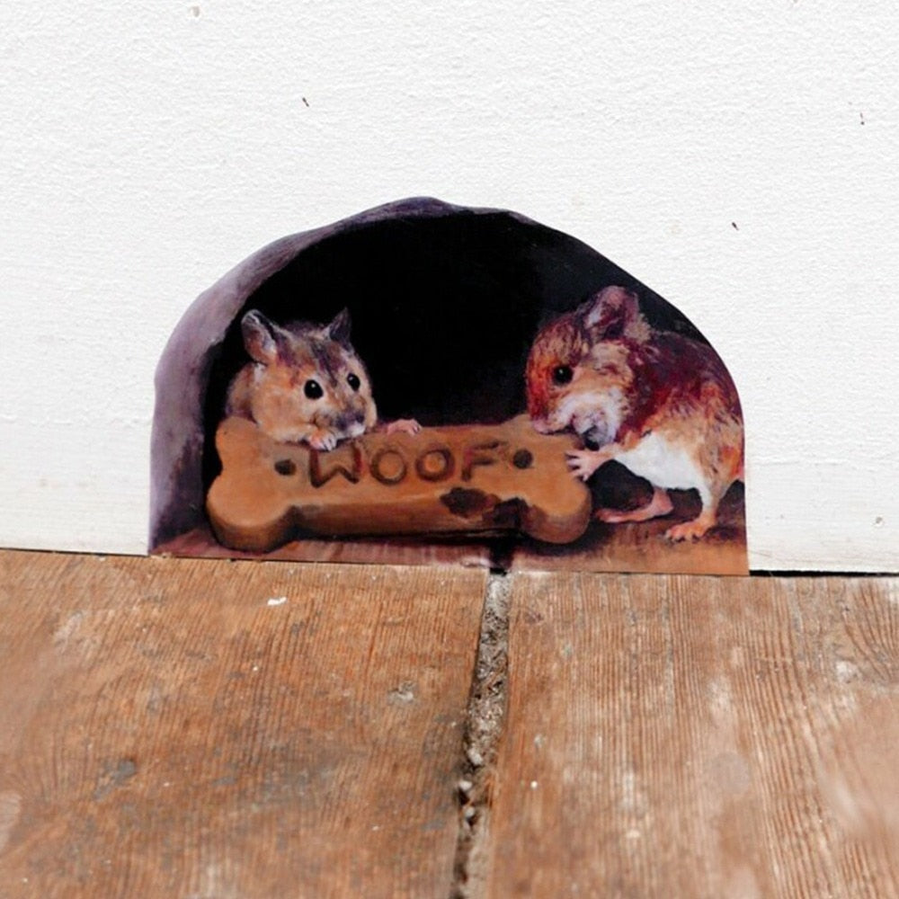 Avtoit | 3D Mouse Hole Funny Wall Stickers