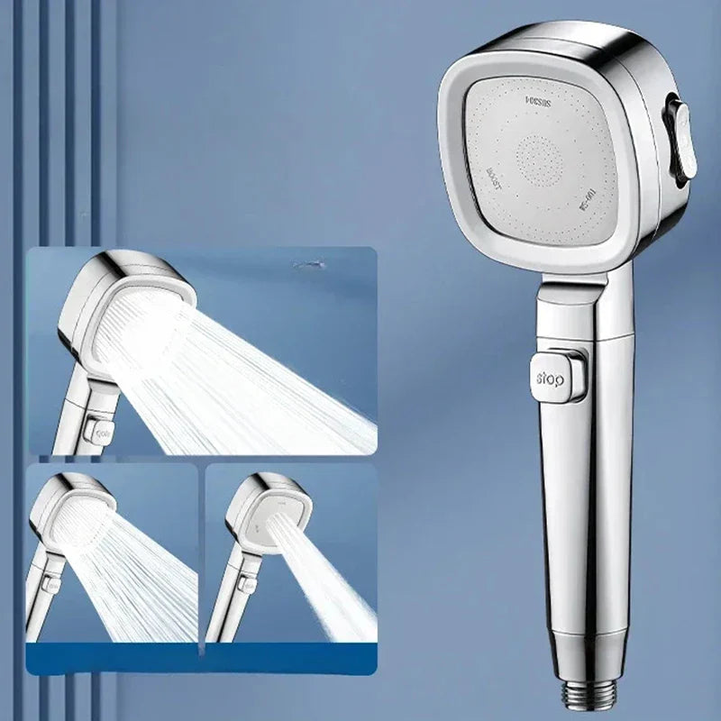 Avtoit | Jetiva Shower Head | 3 Spray Types | Pressure Boosting & Water Saving | Silver Design