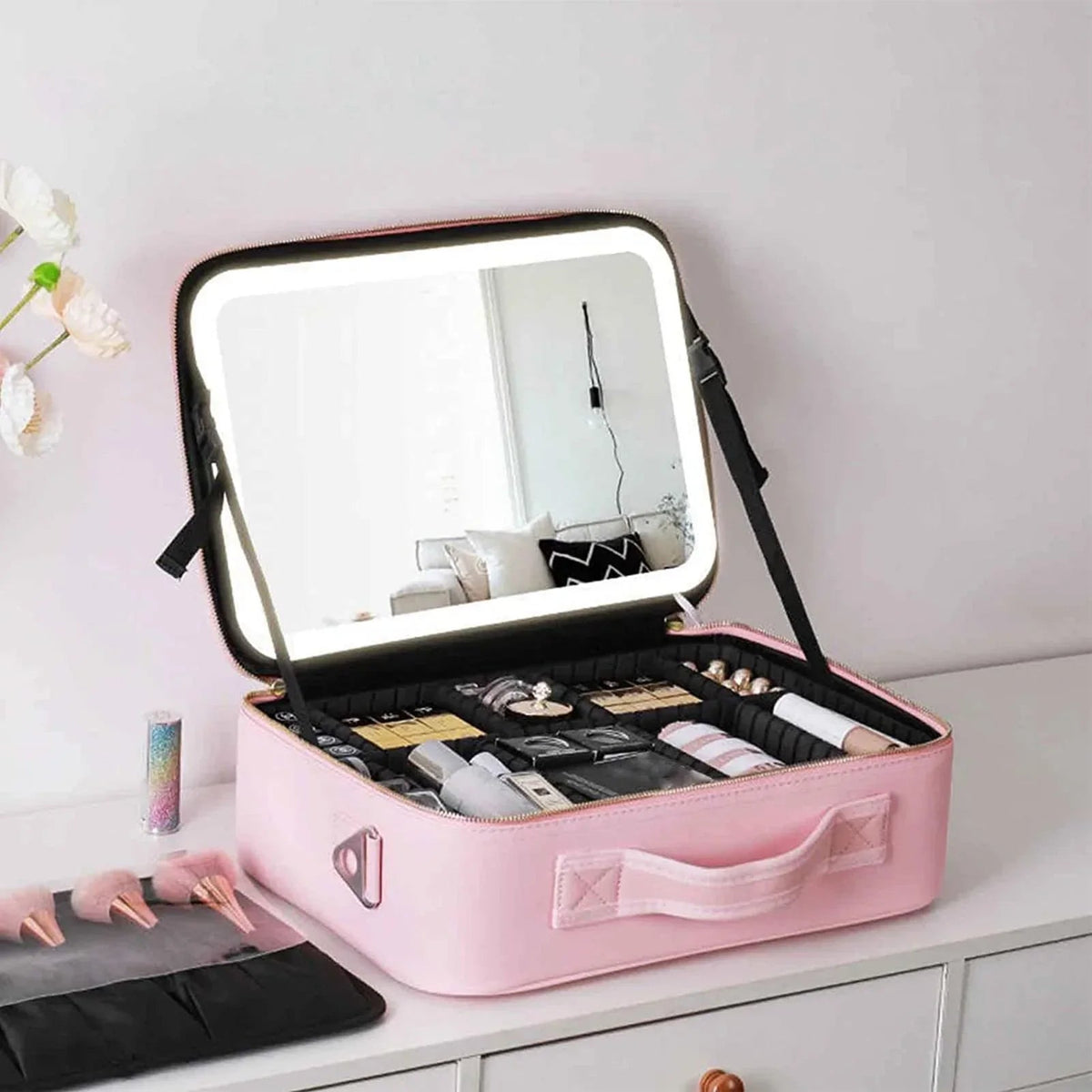 Avtoit | Travel Cosmetic Case LED Mirror Makeup Bag