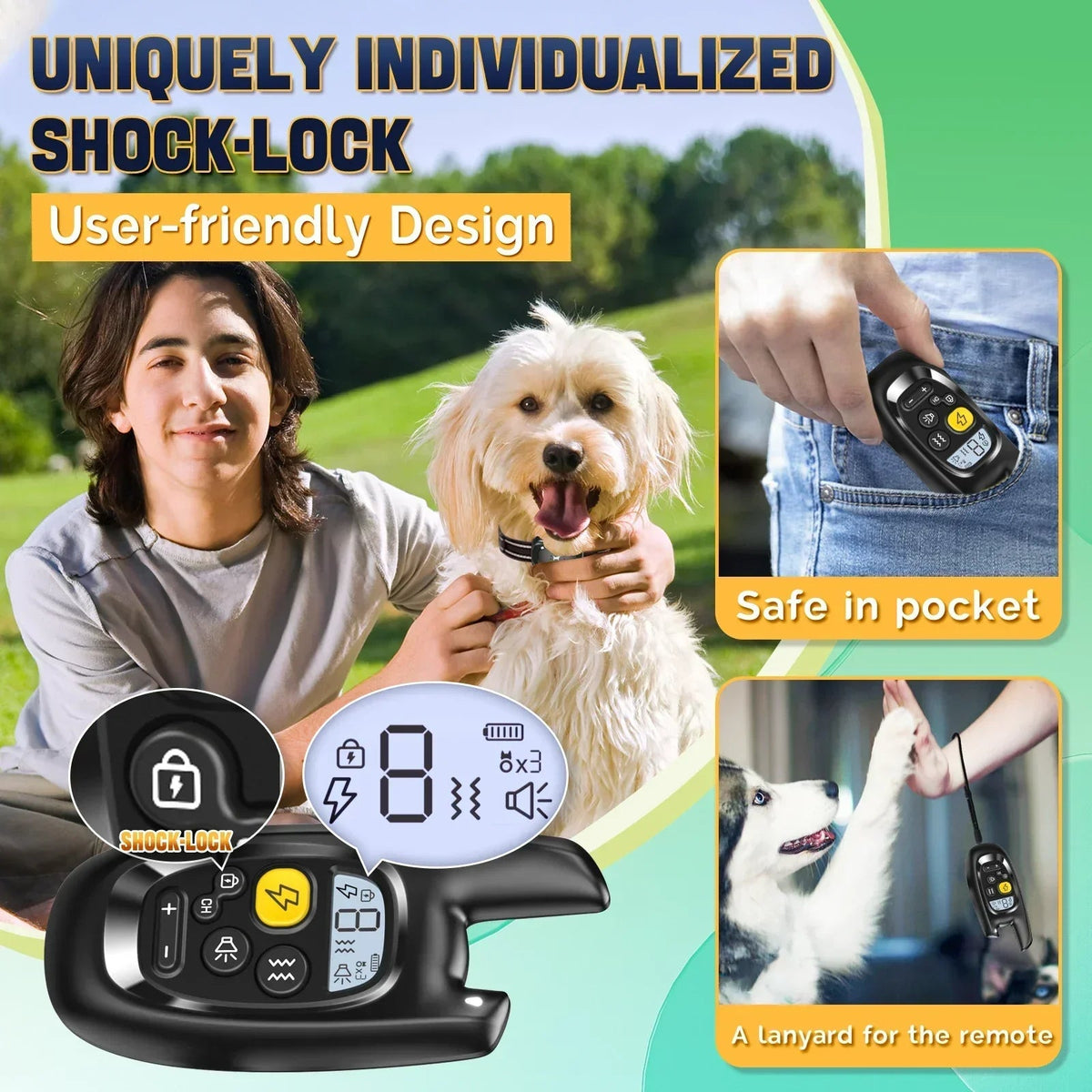 Avtoit | Dog Training Collar with Remote – Shock Lock, Sound & Vibration Modes, Waterproof, 1600ft Range