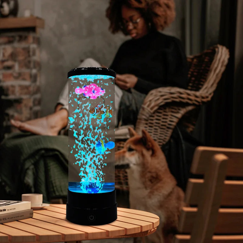 Avtoit | Simulated Led Colorful Large Bubble Fish Light Aquarium Tank Usb Night Light for Home Desk Bedroom Living Room