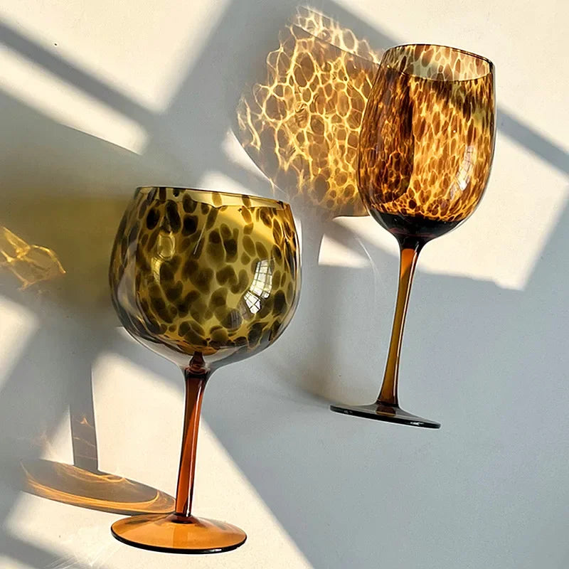 Avtoit | Vintage Amber Leopard-Print Wine Glass