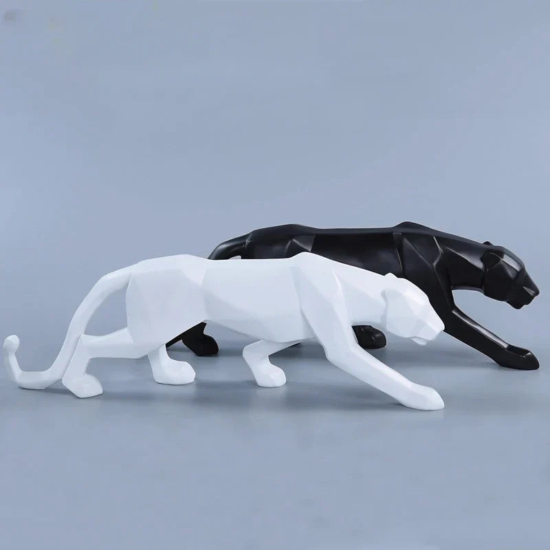 Avtoit | Panther Statue, Animal Figure, Abstract Geometric Style, Resin, Leopard Sculpture, Home Office, Desktop Decoration, Crafts