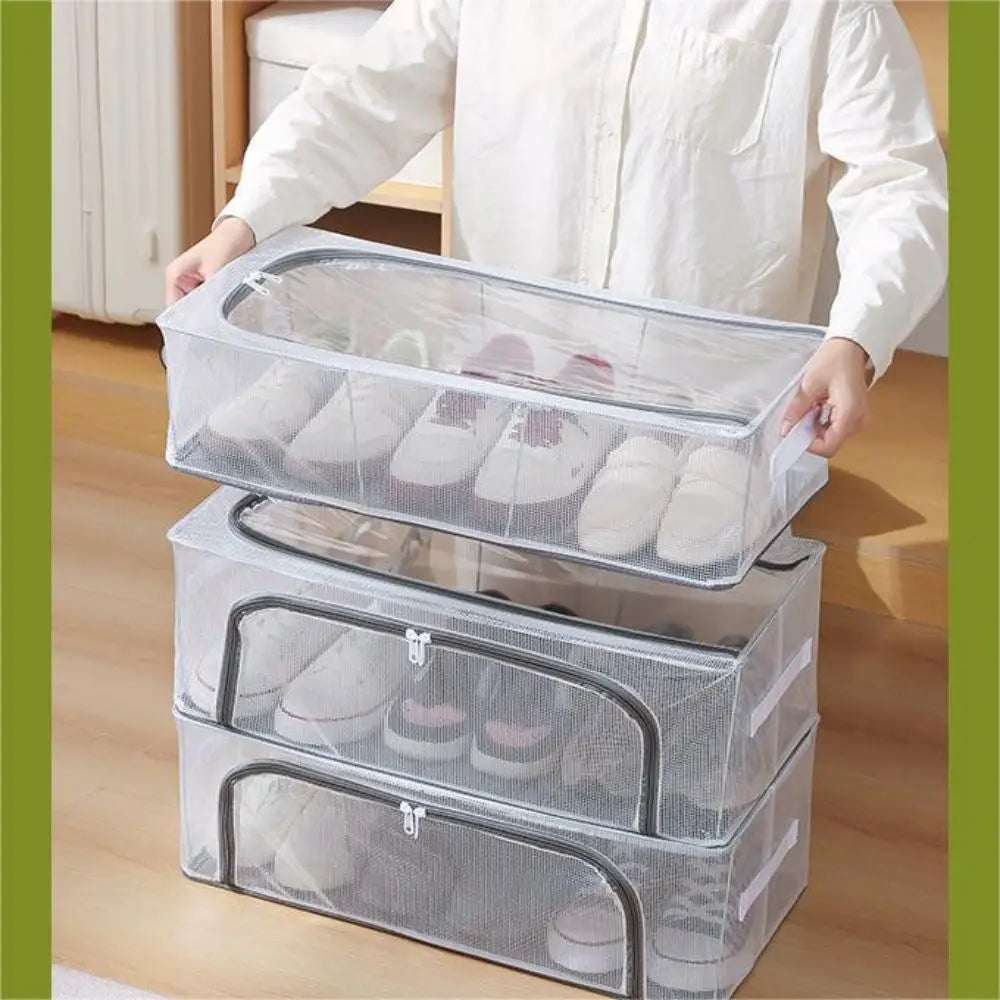 Foldable Shoe Storage Box with Clear Water-Resistant Design