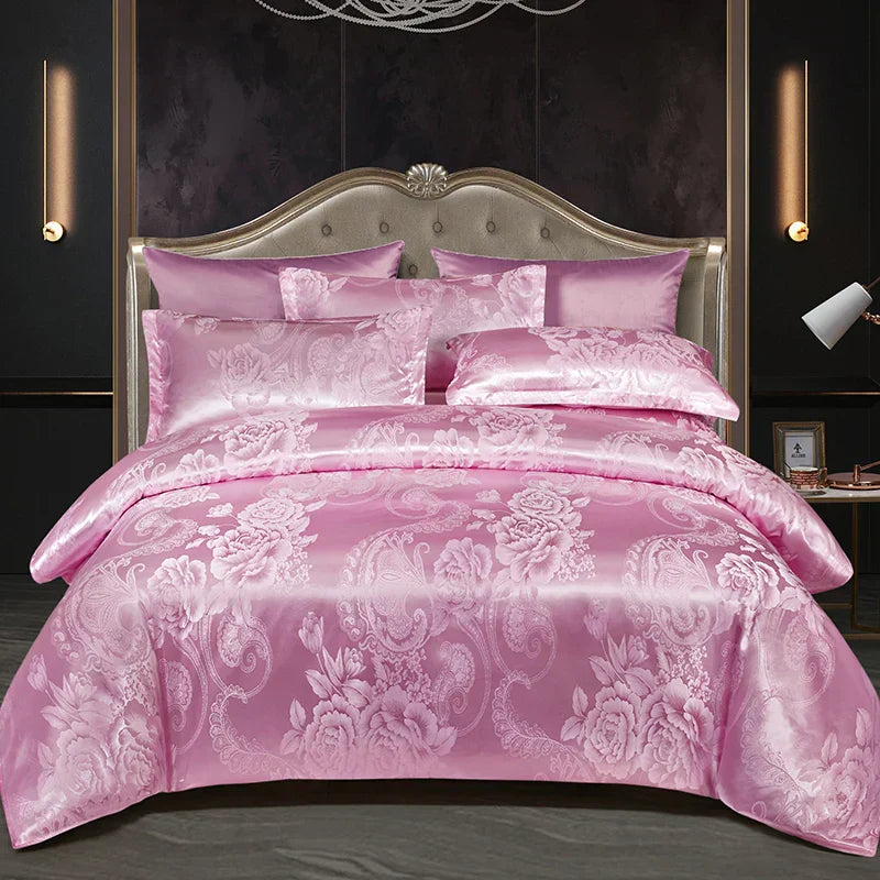 Avtoit | Satin Rayon Jacquard Duvet Cover Set 264x229cm – Luxury Summer Bedding for Comfortable Sleep & Home Décor