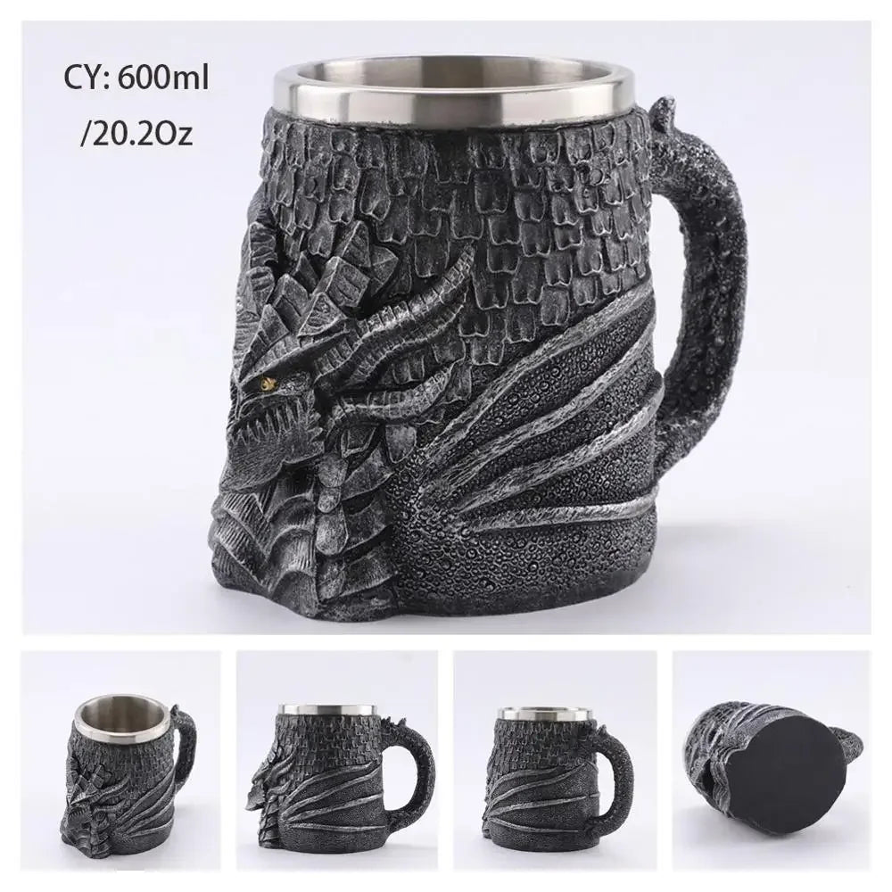 Avtoit | Medieval Dragon Resin Stainless Steel Mug as Coffee Mug or Tea Mug
