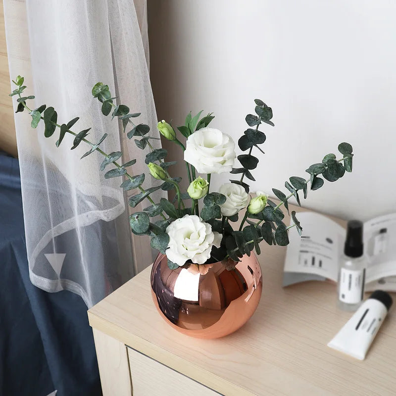 Avtoit | Stainless Steel Vase in Nordic Style Desktop Flower Pot BeFlower Pots Gold Black Rose Gold Classic Home Decoration