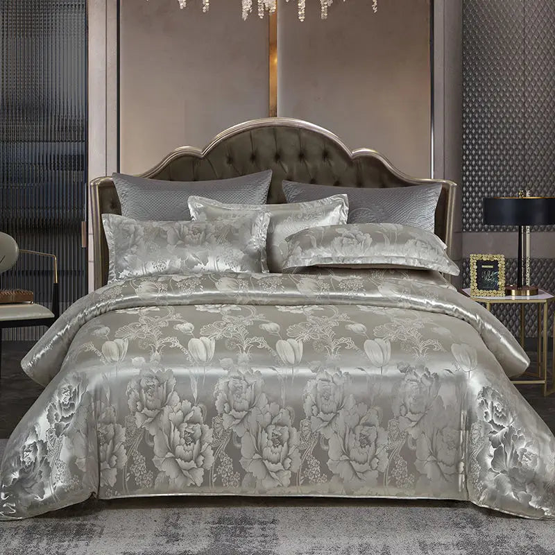 Avtoit | Satin Rayon Jacquard Duvet Cover Set 264x229cm – Luxury Summer Bedding for Comfortable Sleep & Home Décor