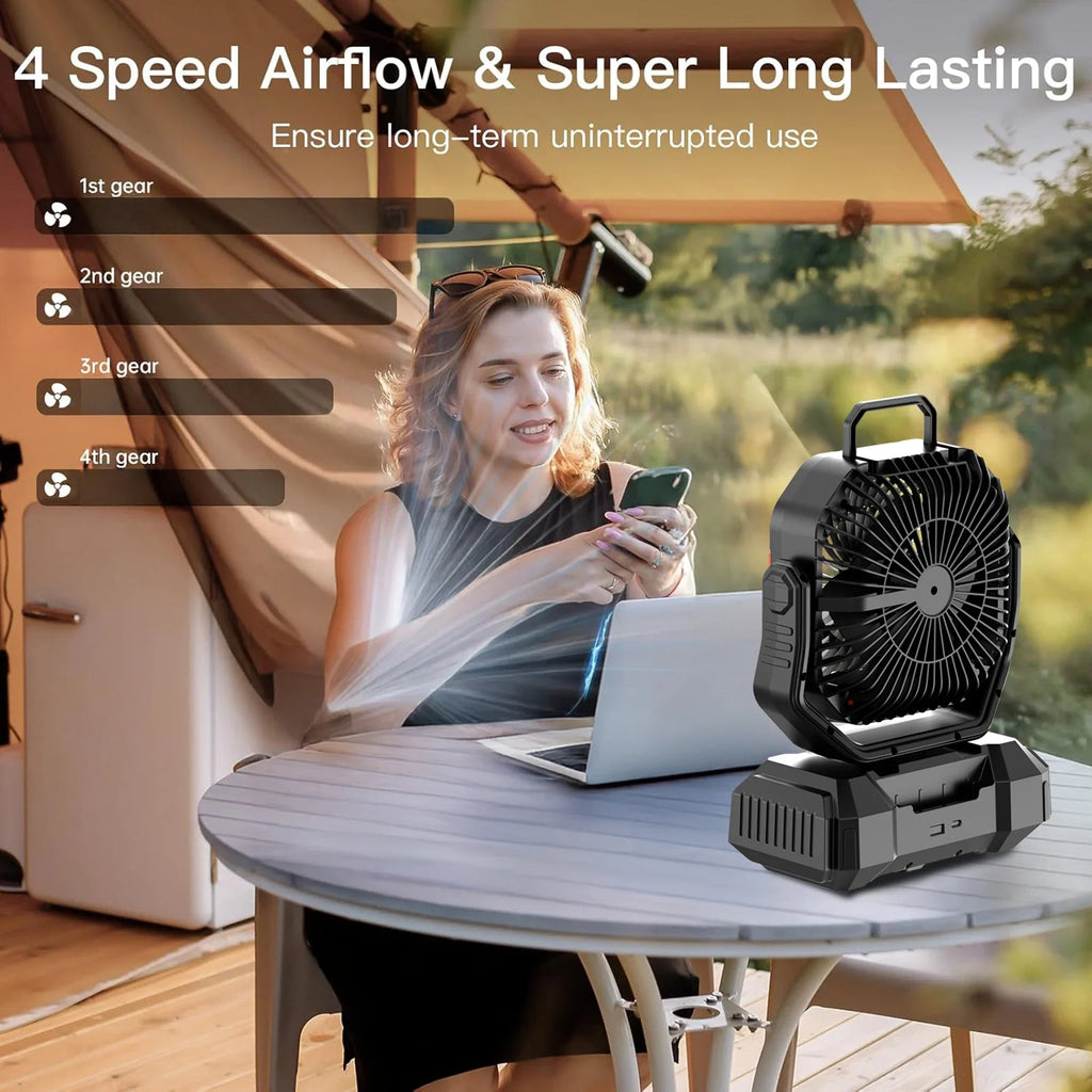 Avtoit | Rechargeable Camping Fan with 40000mAh Battery & LED Lantern – F22