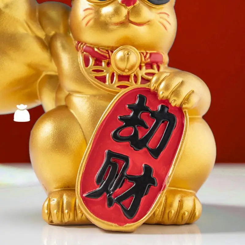 Avtoit | Large hand, happy wealth, waving cat, gold-colored waving hand cat, home decoration, welcoming waving cat, sculpture, statue, decor, car ornament, shop gift