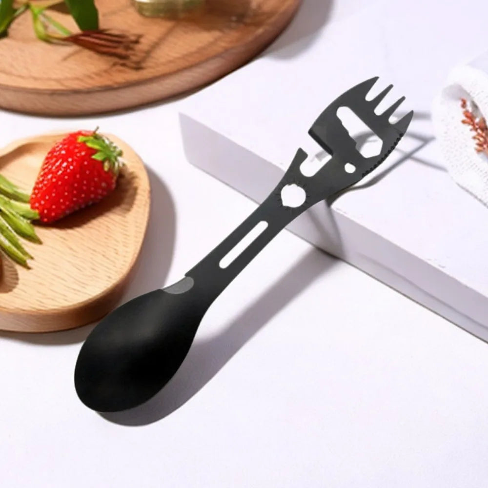 Avtoit | SurviFork Gear | Outdoor Cutlery & Multitool | Stainless Steel Black | Compact & Robust