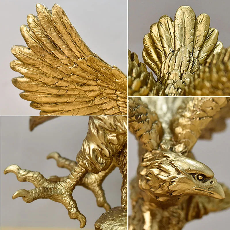 Avtoit | Resin Golden Eagle Statue Art Animal Model Collection Ornament Home Office Desk Feng Shui Decor Figures simple