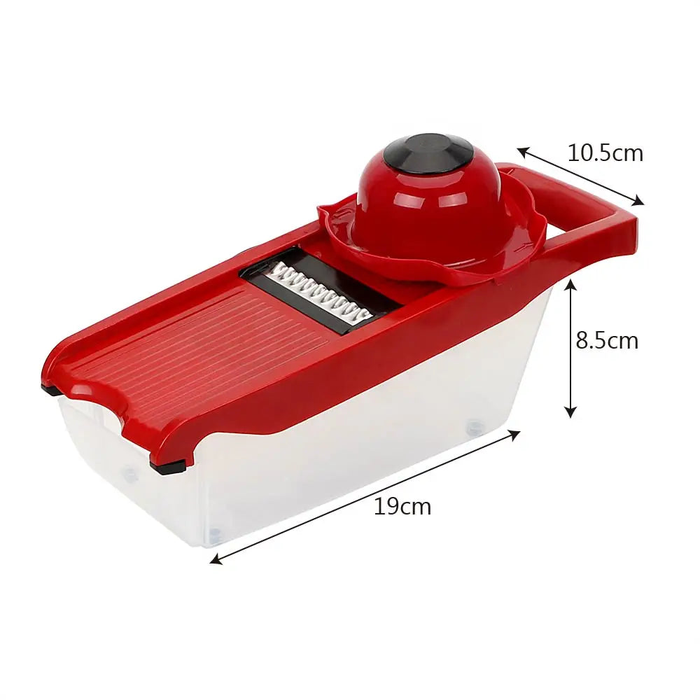 Avtoit | PrepVario Vegetable Cutter Set | 9-piece with Box & Finger Guard | Stainless Steel & BPA-free | In Red