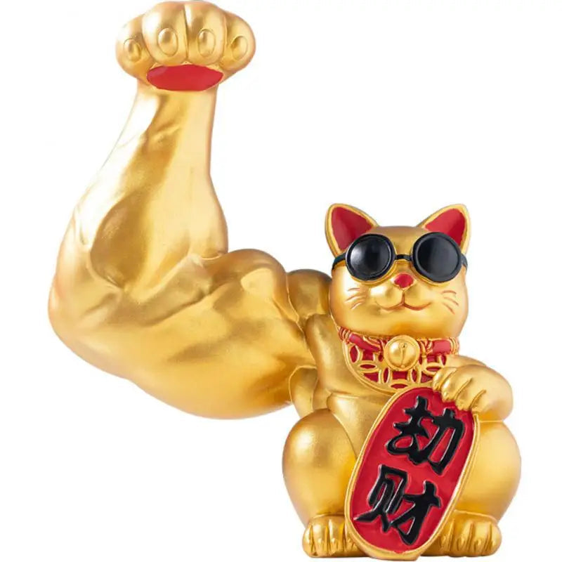 Avtoit | Large hand, happy wealth, waving cat, gold-colored waving hand cat, home decoration, welcoming waving cat, sculpture, statue, decor, car ornament, shop gift