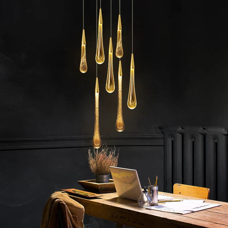 Avtoit | Crystal LED Pendant Lights: Perfect for Bedrooms, Dining Rooms, Bar - Water Droplet Chandelier, Stair Lamp for Interior Decoration