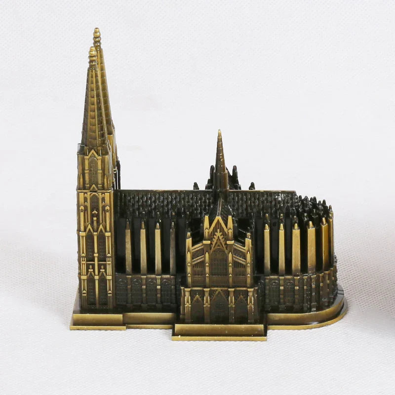 Avtoit | Cologne Cathedral Model Metal Antique Bronze Germany Cologne Cathedral Building Figurine World Famous Landmark Architecture Decoration