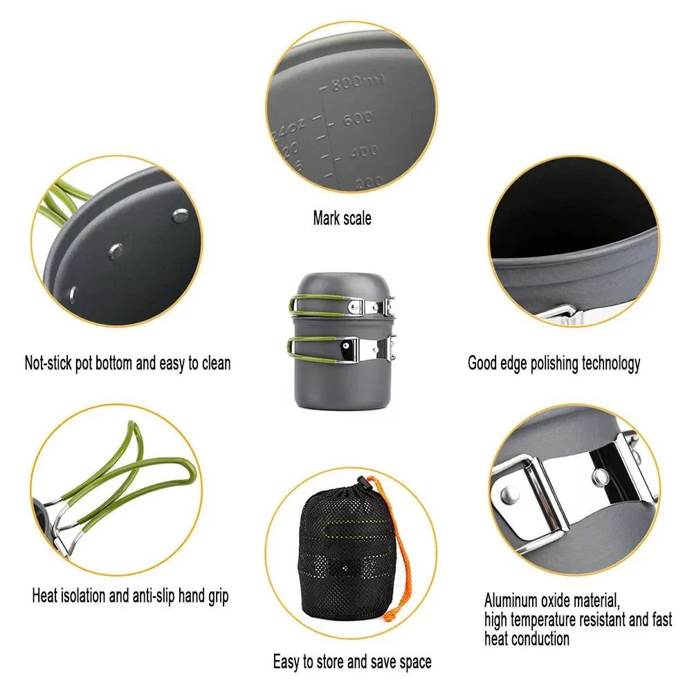 Avtoit | Campurgo Cooking Set | Compact & Heat Resistant | For Outdoor & Camping | Including Lid & Bag