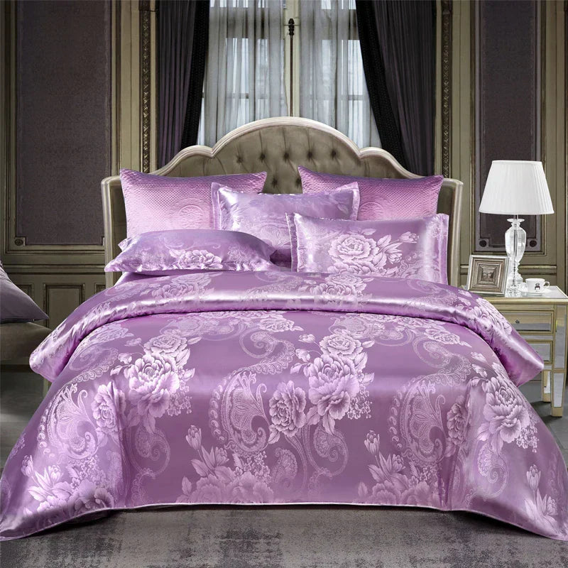 Avtoit | Satin Rayon Jacquard Duvet Cover Set 264x229cm – Luxury Summer Bedding for Comfortable Sleep & Home Décor