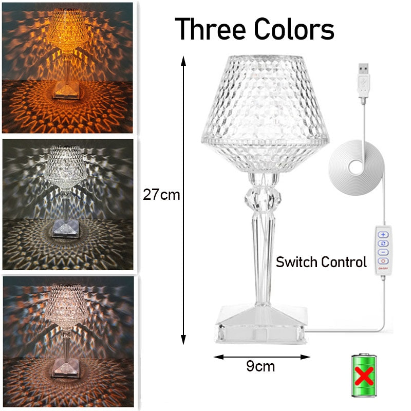 Avtoit | Diamond Glow Rechargeable Crystal Table Lamp
