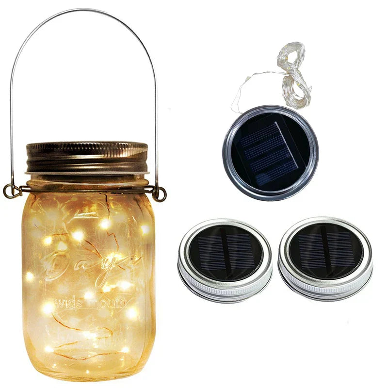 Avtoit | GlowJar Solar Deck Lights | Solar Powered | Warm White LED Fairy Lights | For Garden & Balcony