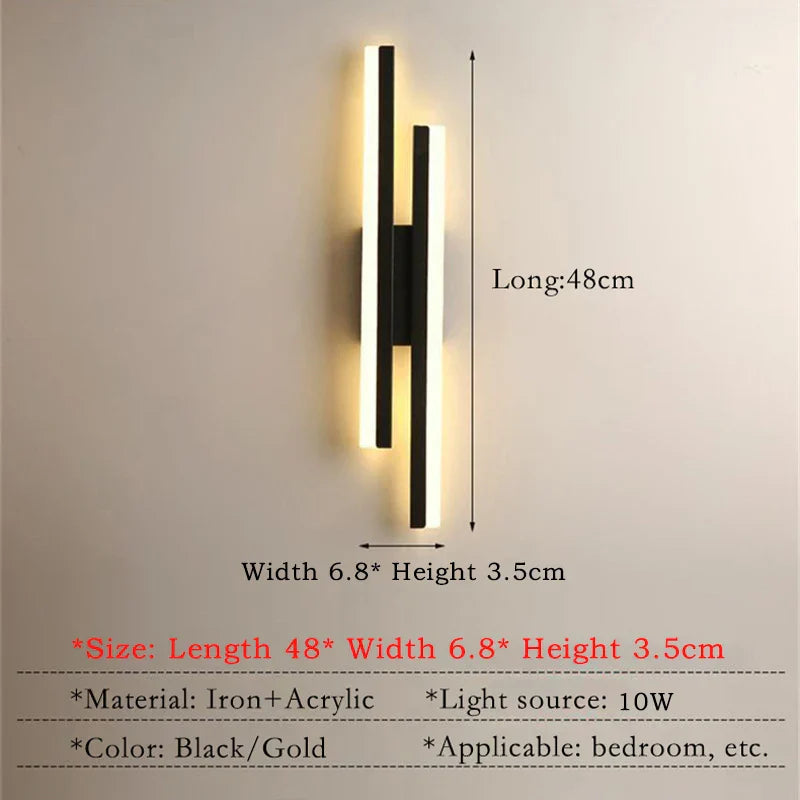 Avtoit | Modern LED Wall Lamp: Black/Gold Acrylic Room Decoration Light