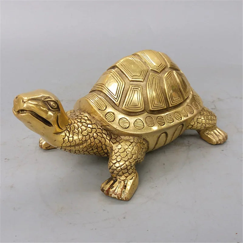 Avtoit | Brass Feng Shui Turtle Statue Lucky Animal Sculpture for Longevity Home Office Decoration Figurine Gift Study Ornament