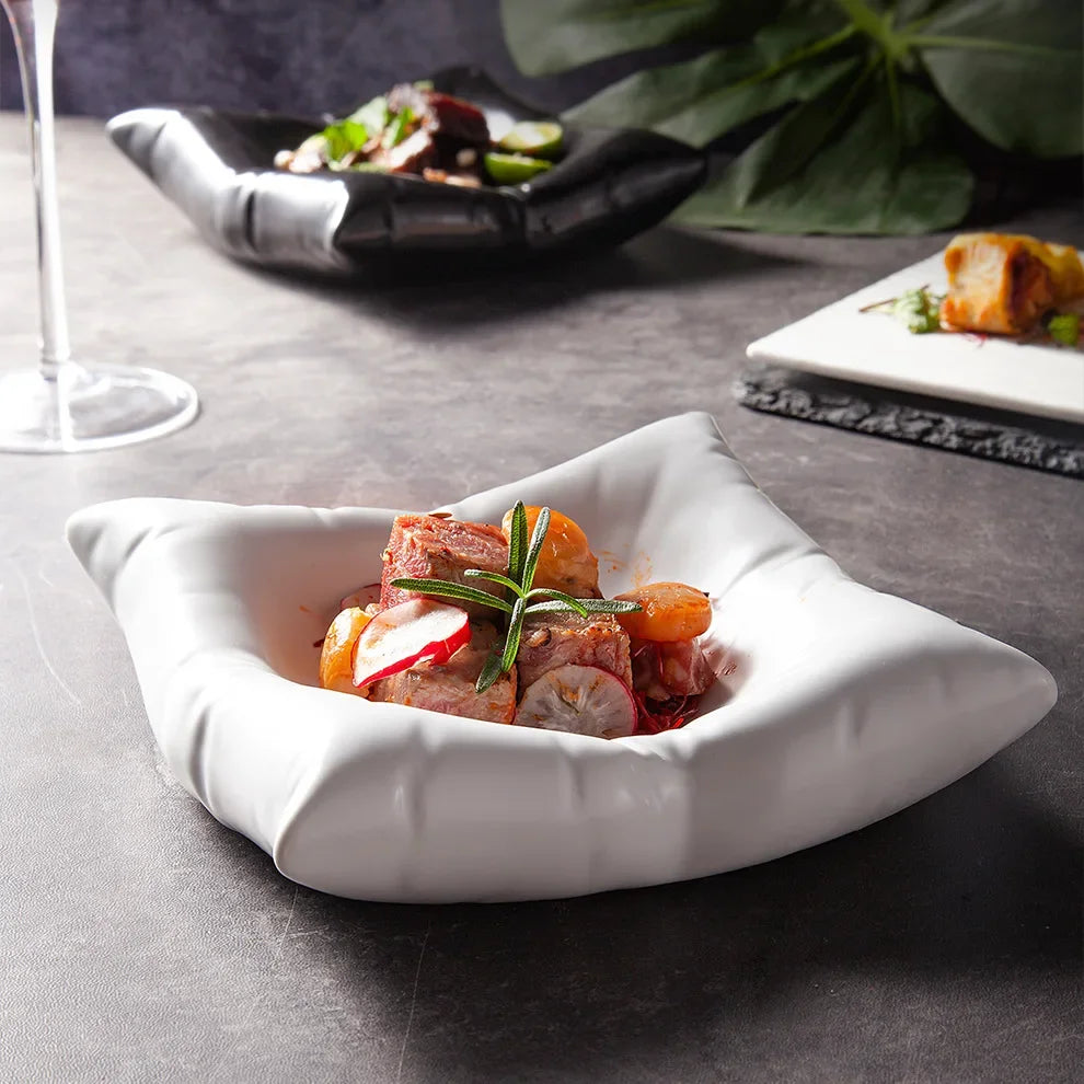 Avtoit | Ceramic Artistic Pillow Shape Food Plate