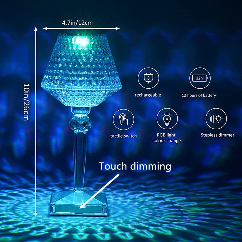 Avtoit | Diamond Glow Rechargeable Crystal Table Lamp