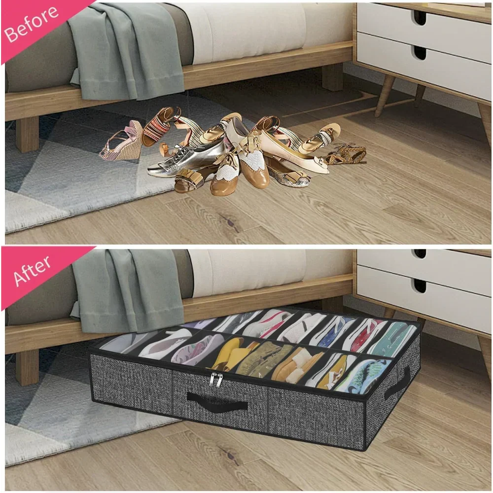 Avtoit | OrdiShoe Shoe Organizer | Under Bed Storage | 12 Pairs Capacity | Dustproof & Foldable