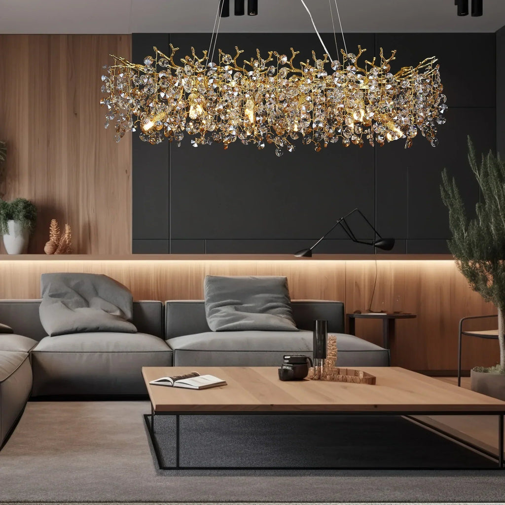Avtoit | Long Crystal Pendant Chandelier | Nordic LED Island Light with Remote Control (G9)