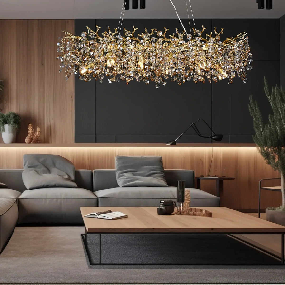 Avtoit | Long Crystal Pendant Chandelier | Nordic LED Island Light with Remote Control (G9)