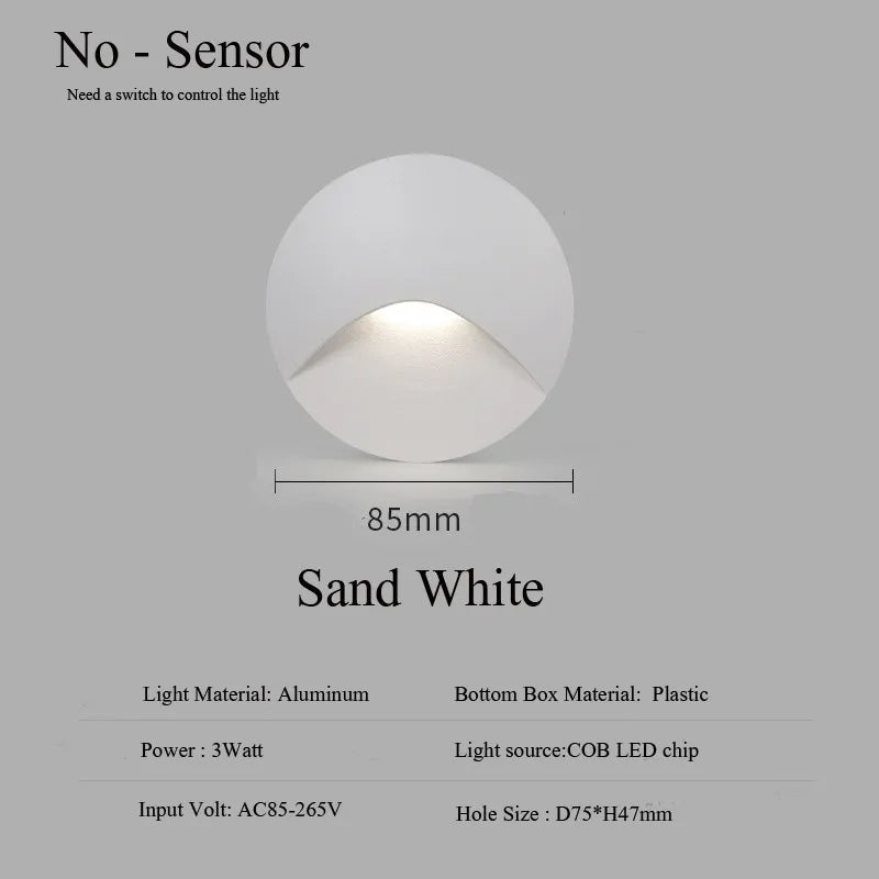 Avtoit | Modern waterproof IP65 LED recessed wall lamp for outdoor lighting - 3W embedded step & staircase balcony portal light