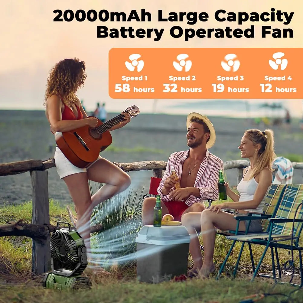 Avtoit | Camping Fan with 20,000mAh Battery, LED Light & Remote Control – AirMate