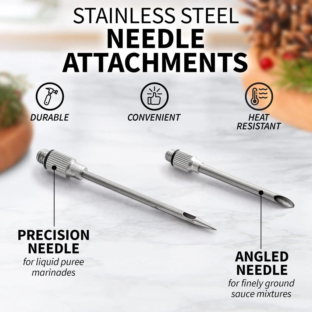 Avtoit | Flavora Marinade Injector | With 2 Needles & Cleaning Brush | For Liquid & Thick Marinades | Stainless Steel & Silicone
