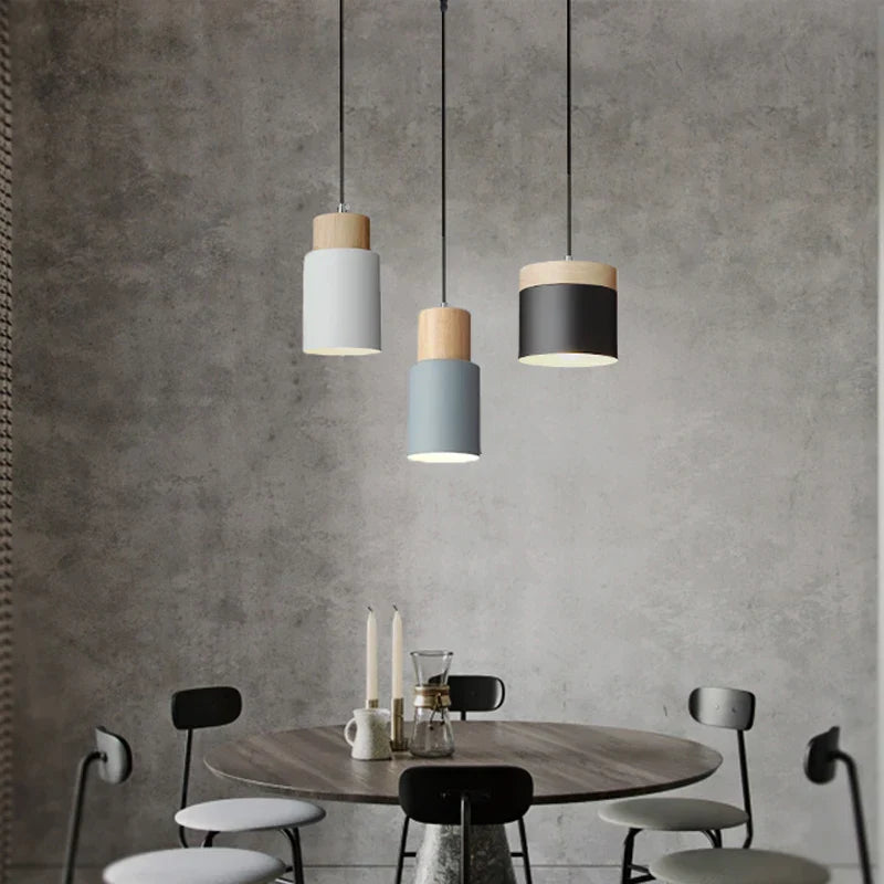 Avtoit | Nordic LED Pendant Lights Made of Metal and Wood - Modern Hanging Lamps for Dining Room and Kitchen