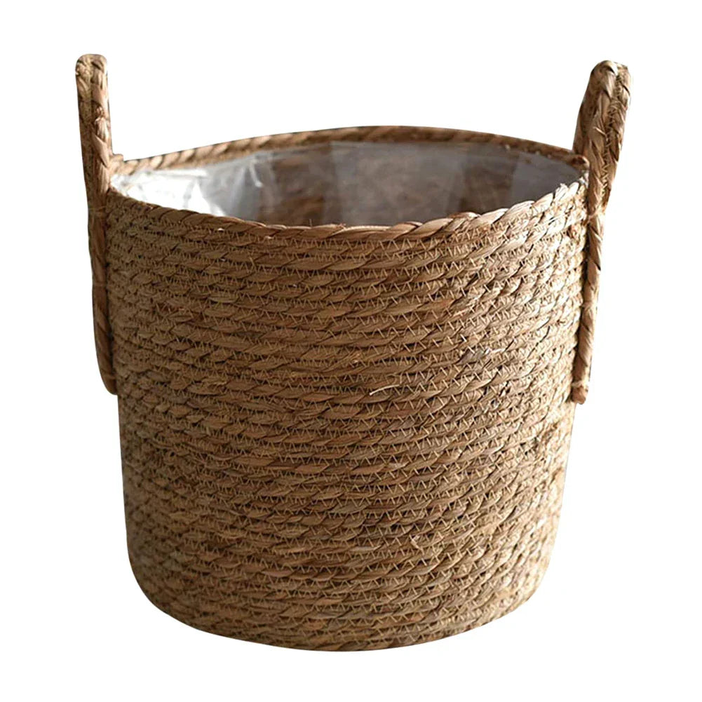 Avtoit | Nordic Extra Large Straw Flower Pot Seaweed Storage Basket Potted Green Plant Flower Basket Hand Woven Floor Indoor Flower Pot