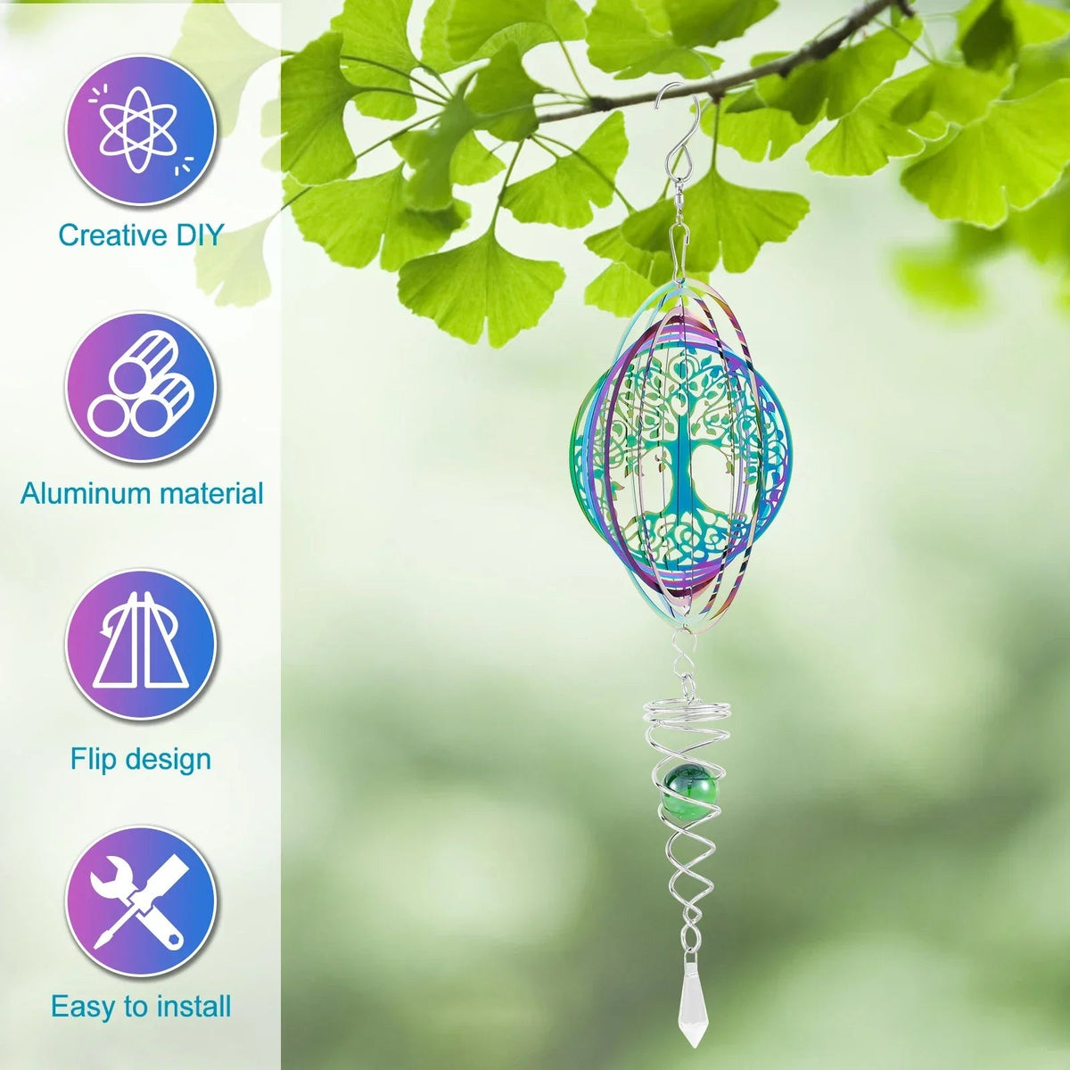 Avtoit | Stainless Steel Spiral Tail Outdoor 3D Wind Spinners