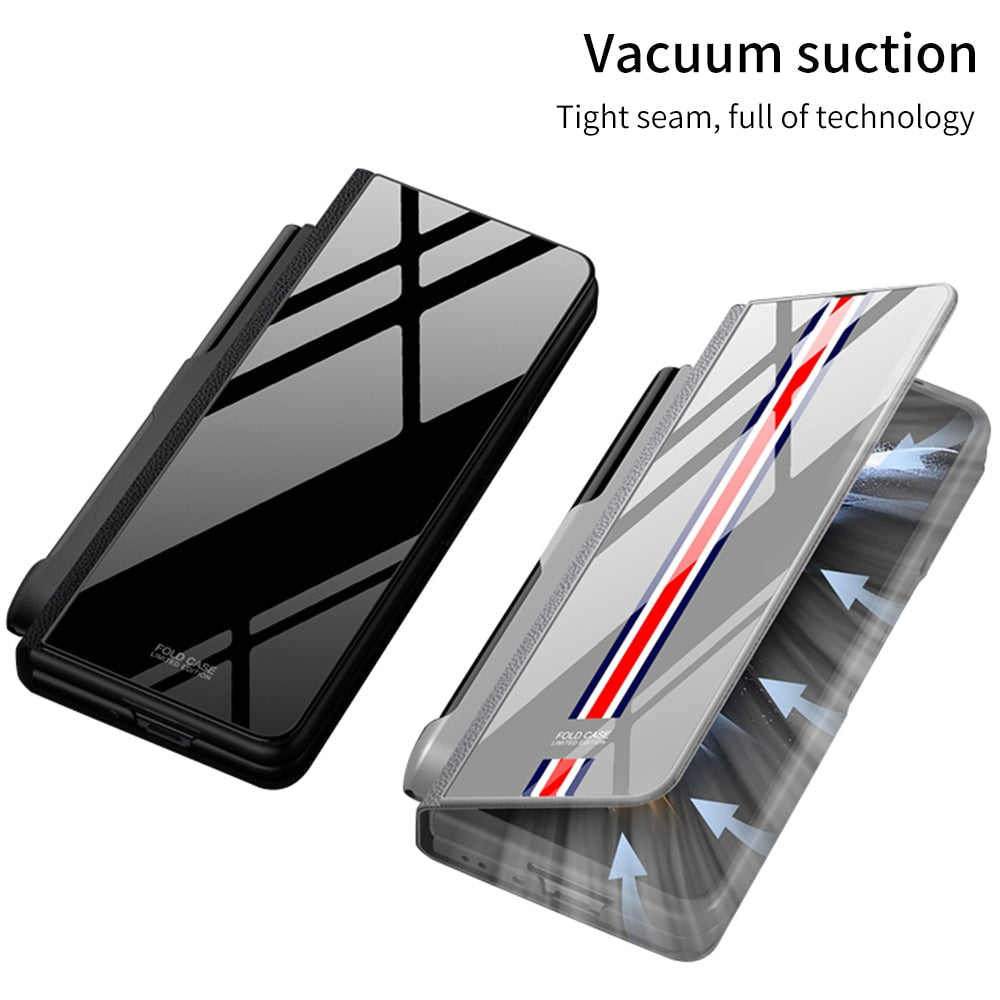 Avtoit | Shockproof Armor Case Glass Cover Stand Insert Card Leather Case for Samsung Galaxy Z Fold 5/4