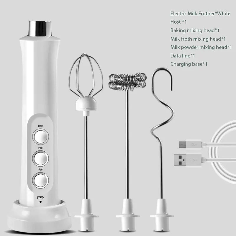 Avtoit | 3 In 1 Electric Milk Frother Rechargeable Milk Frother Handheld Frothing Device High Speeds Milk Frother Drink Mixer Coffee