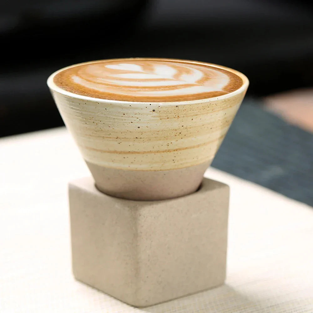 Avtoit | Japanese coffee cup with saucer, 1 piece, retro ceramic tea cup, mug, latte, espresso, pull0, flower cappuccino, new ceramic cup, 100 ml/3.5 oz