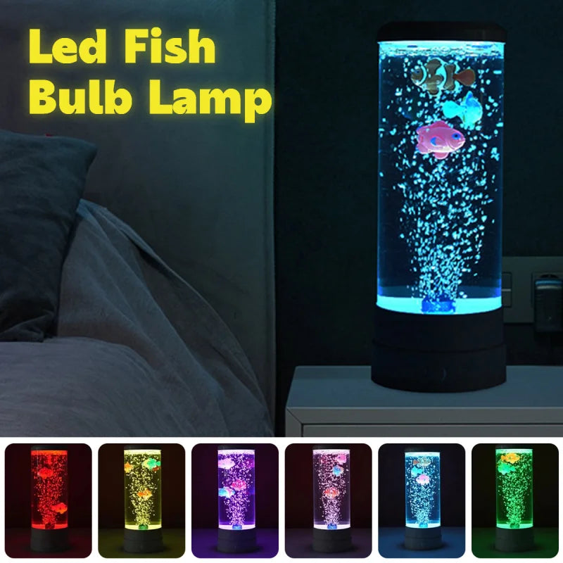 Avtoit | Simulated Led Colorful Large Bubble Fish Light Aquarium Tank Usb Night Light for Home Desk Bedroom Living Room